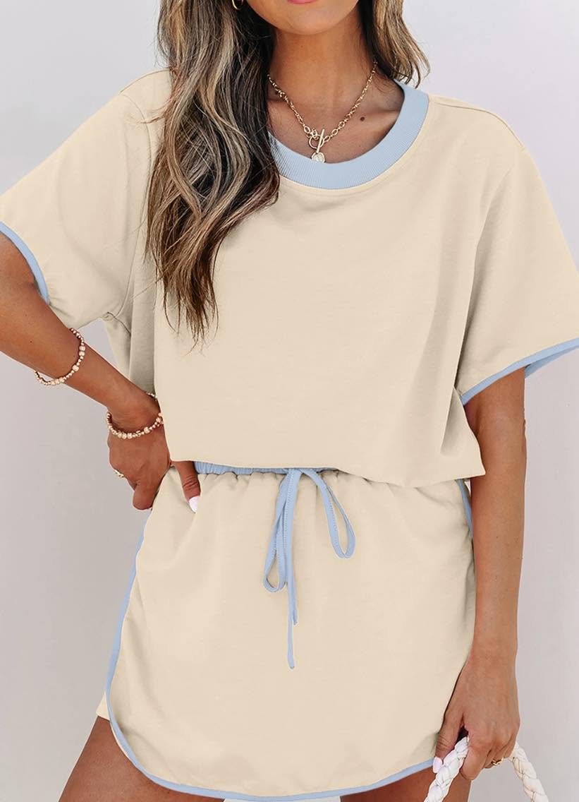 Color Block Edge Drop Shoulder