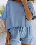 Solid Contrast Textured Patchwork Set